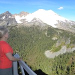 Pam at Park Butte Lookout Tower, overlooking Mt Baker Pam at Park Butte Lookout Tower, overlooking Mt Baker