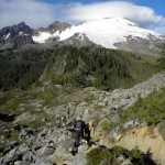Hikers climbing trail to Park Butte
